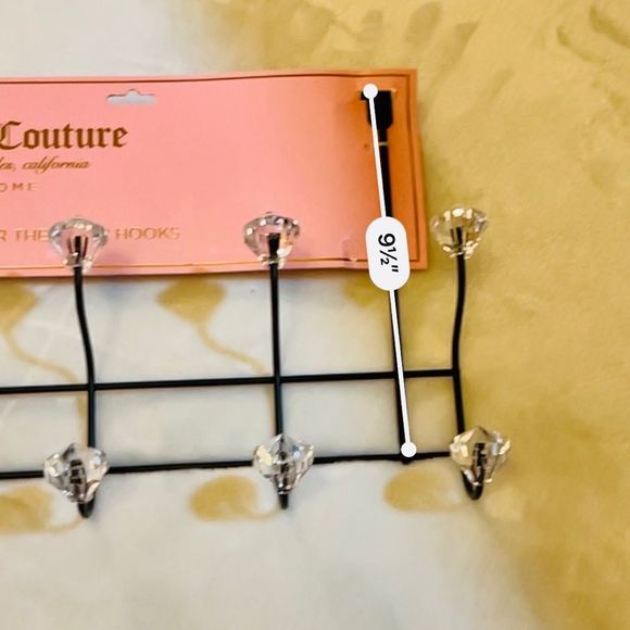 Juicy Couture Rhinestone over the Door Hooks Hanging Closet Organizer Silver - Picture 11 of 12